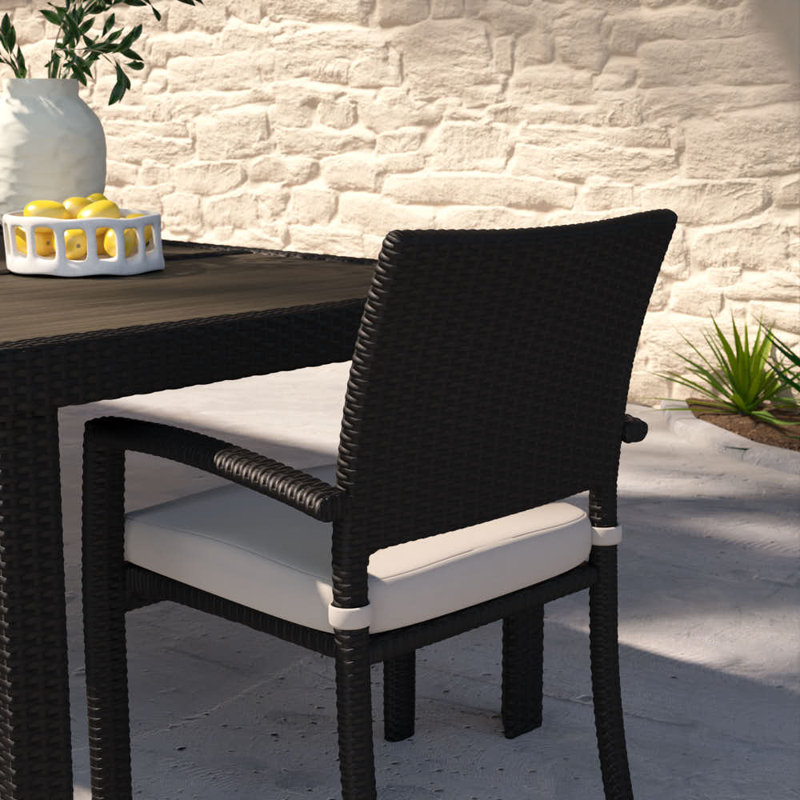 Winnie Stacking Patio Dining Armchair with Cushion, Spectrum Dove Sunbrella® Plainweave