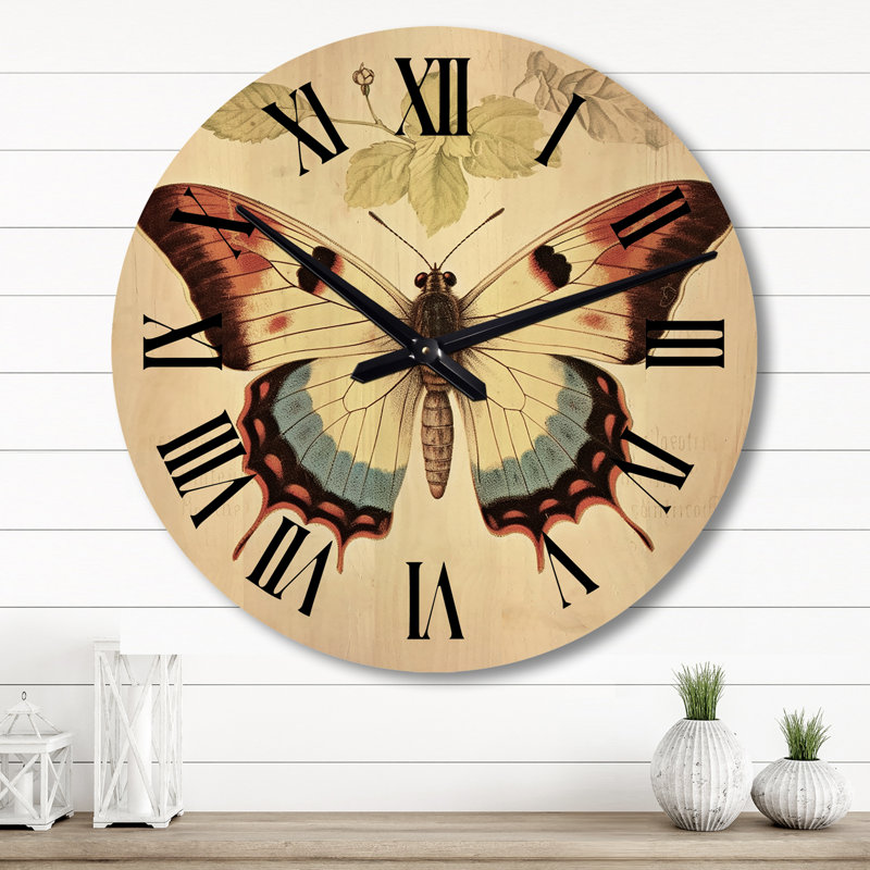 Horloge murale en bois massif Stefon, Grand