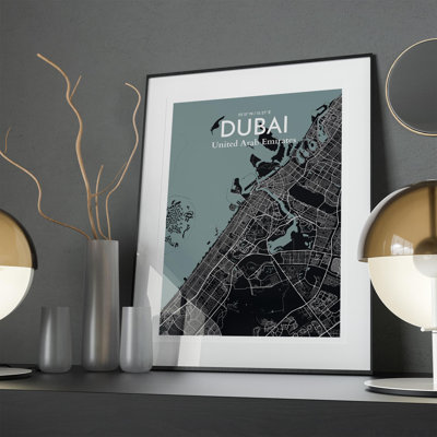Dubai City Map In Midnight - No Frame Print