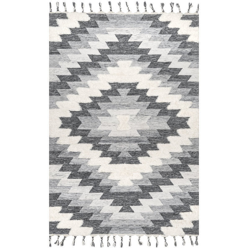 Tapis gris / crème Delonge Southwestern, Rectangle 5 pi x 8 pi