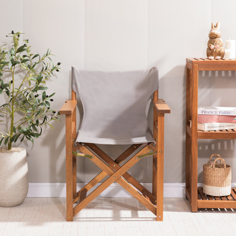 Solid Wood Folding Director Chair, Gray
