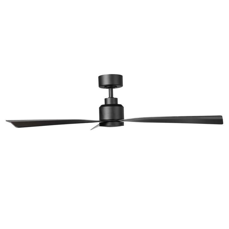 52" Smart Home Compatible 3 Blade Smart Ceiling Fan with Remote, Matte Black, Without Light Kit