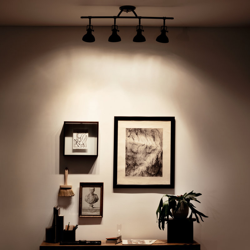 Roupen 4 -Light Fixed Track Track Kit with Dimmable and Adjustable Head, Olde Bronze