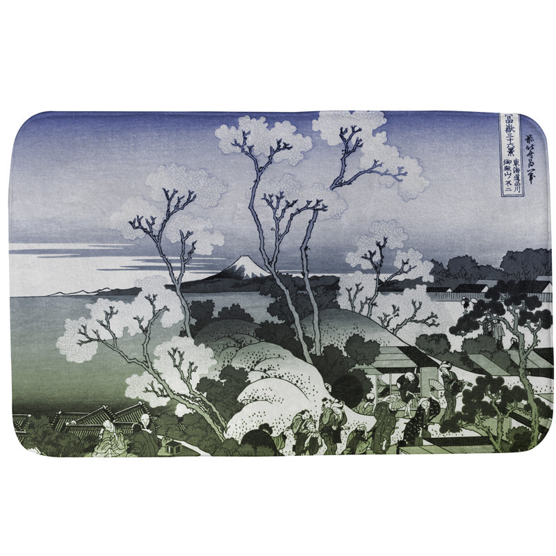 Tapis pour salle de bain Mt. Fuji, l 21 po x L 34 po, Vert/bleu