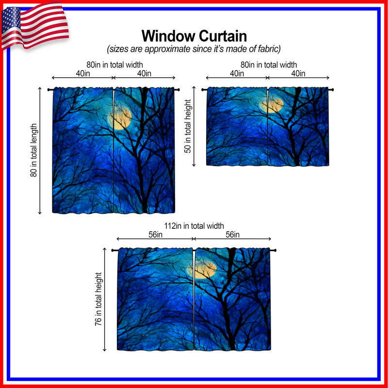 Rideaux obscurcissants Moonlit Trees, 40in x 80in - 2 panels, Obscurcissement de chambre