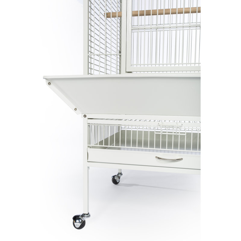 Chalk White Medium Dome Top Bird Cage with Wheels