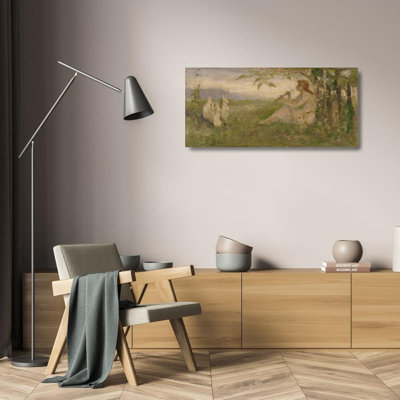 «Girl with Rabbits» par Frederick Stuart Church - Art mural sur toile tendue avec châssis