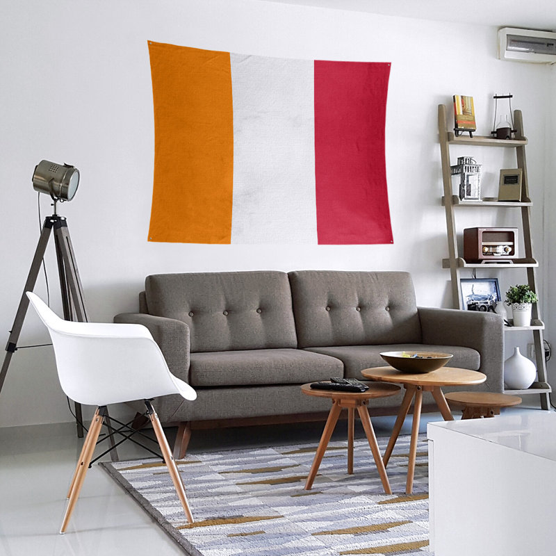 Tapisserie en polyester Tampa, Orange / blanc cassé / rouge, H 88 po x l 104 po