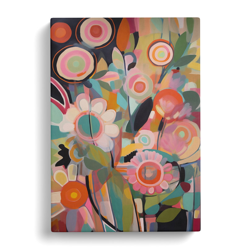 Deltha Retro Flowers Vol.8 - Wrapped Canvas, 76cm H x 50cm W