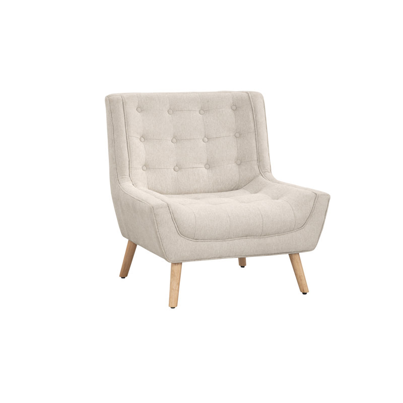 Melstone Sheridan Biscuit Button Tufted Armless Side Chair, Posh Halo Cream