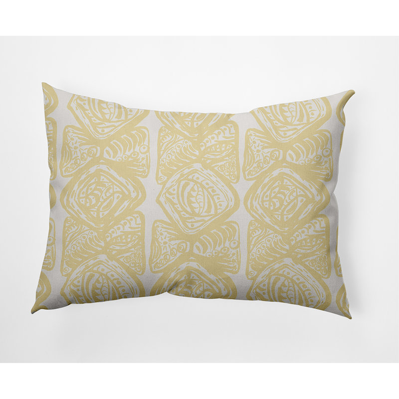 Geometric Outdoor Reversible Throw Pillow, Bright Yellow