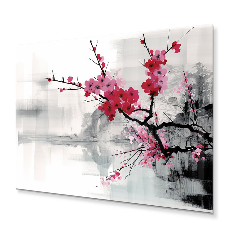 Art asiatique, lac Sumi II - décoration murale asiatique en métal, H 24 po x l 32 po x P 1 po
