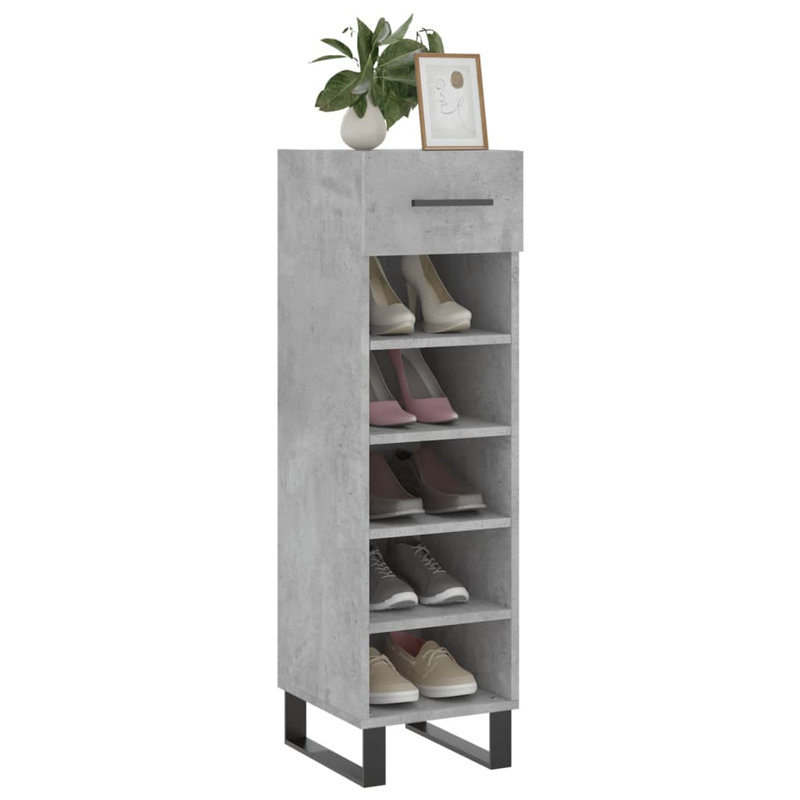 5 Pair Shoe Storage Cabinet, Concrete Grey
