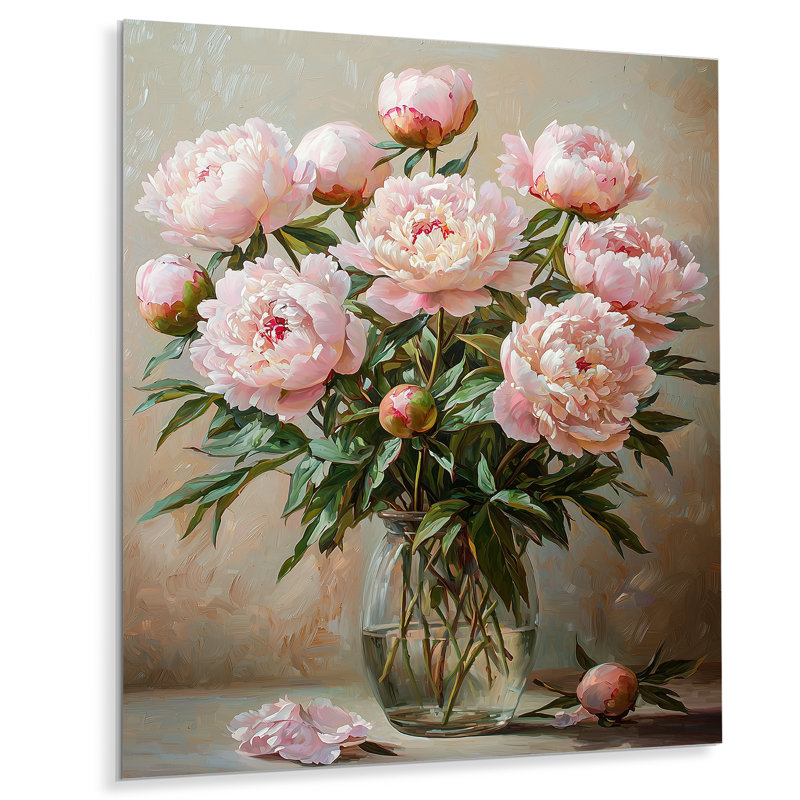 Kaloyan - pivoines, impression sur métal, H 20 po x l 12 po