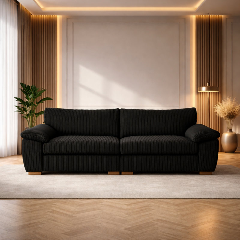 5 Seater Corduroy Sofa, Black