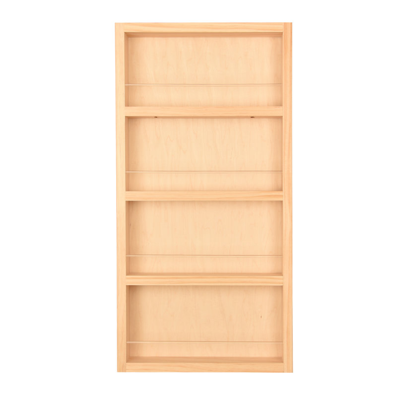 Étagère à épices sur le mur Mitchell, Bois brut, H 62 po x l 11 po x P 3,5 po