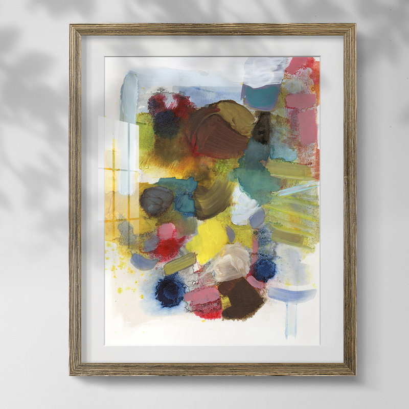 " Everything At Once I ", Framed Print with Mat, 20" H x 16" W, Walnut