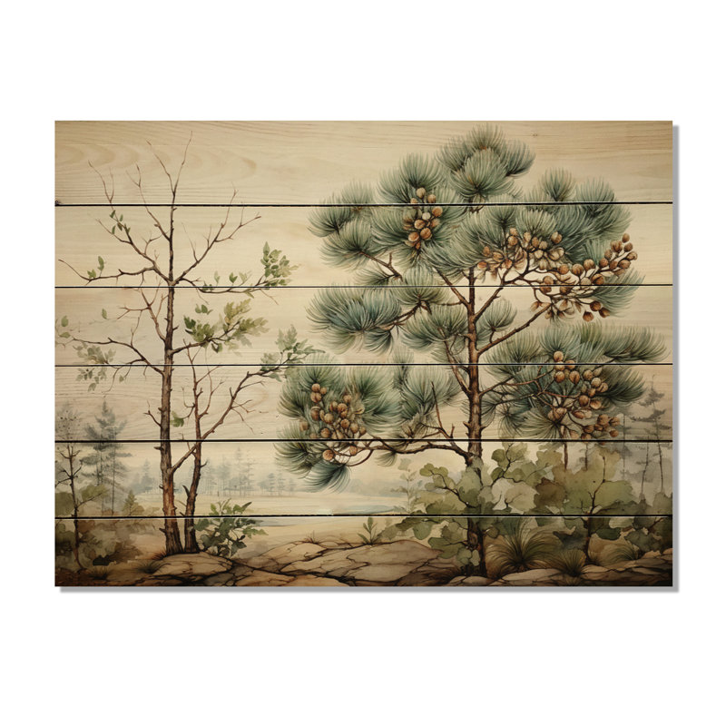 Pin, beauté du pin I - impression de pin sur bois, H 24 po x l 32 po x P 0,78 po
