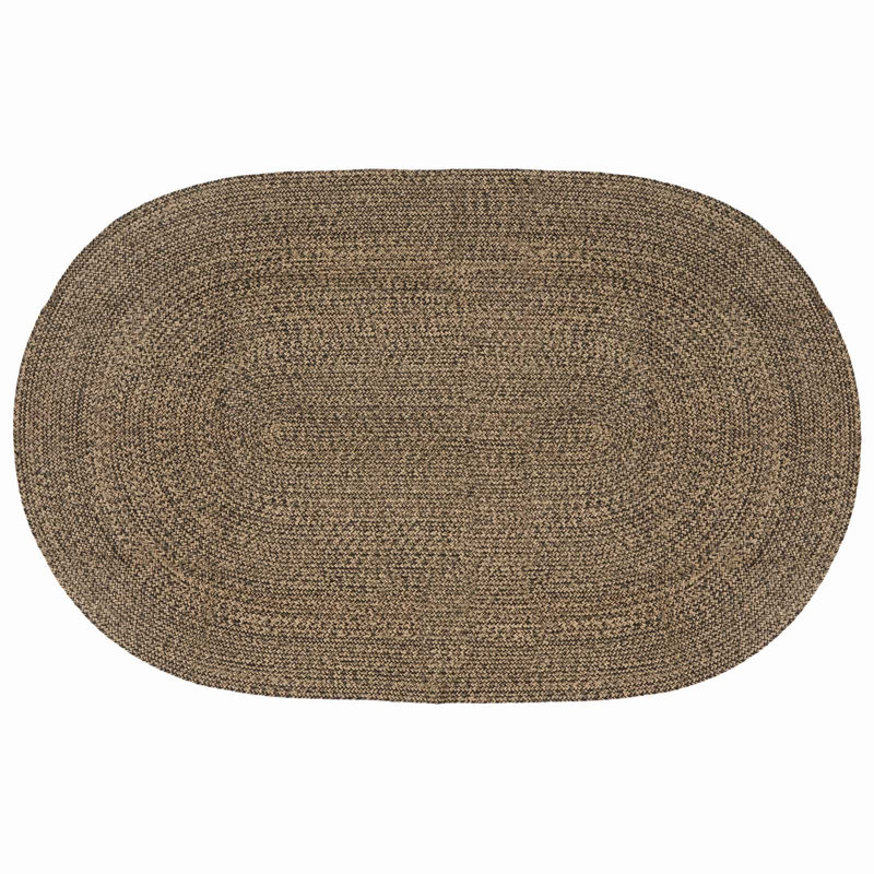 Hand Braided Area Rug, Black/Natural, Oval 152cm x 245cm