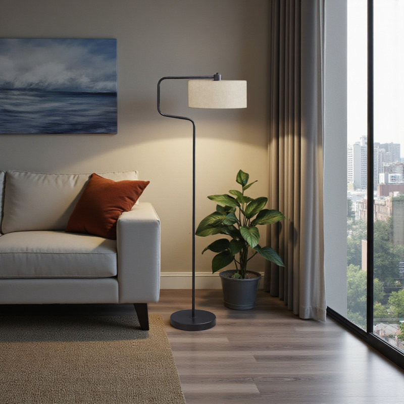Neilan Modern Contemporary Black Metal Floor Lamp