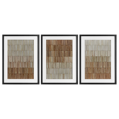 Tiled Terracotta Walls 3pc Framed Print Under Glass Set, design by Flora Kouta