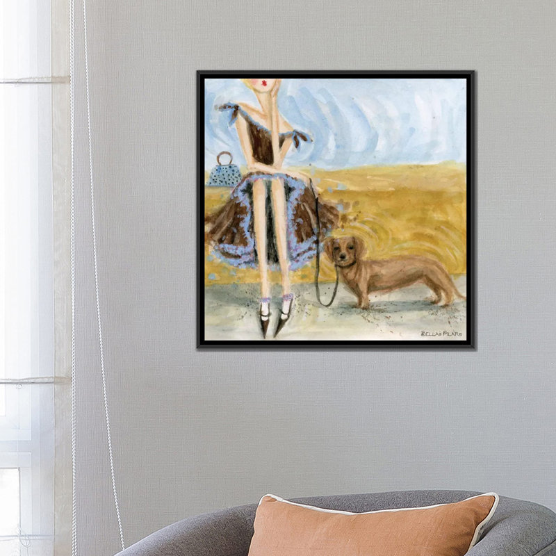«Bella Dachshund» de Bella Pilar, reproduction sur toile tendue, H 18 po x l 18 po x P 1,5 po, Toile avec cadre noir