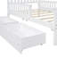 Lit plateforme simple en bois avec garde-corps des deux côtés et deux tiroirs de rangement, blanc