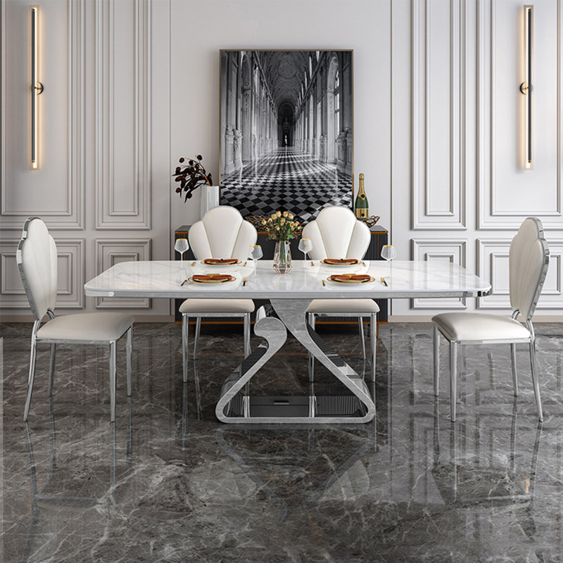 Ensemble de salle à manger Ardenia, Blanc / gris, H 29,53 po x L 70,87 po x l 35,43 po