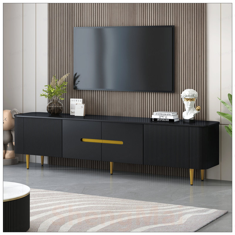 Meuble télé 78,7 po pour téléviseur de 85 po ou moins, meuble télé moderne avec 4 armoires spacieuses pour le salon