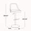 Ensemble de 2 tabourets de bar réglables, structure en métal gris perle avec tissu gris clair et garniture cloutée en laiton-1846868007