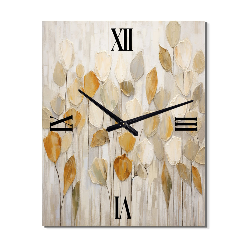 Horloge murale Beige Botanical Impressions II - Abstract Botanicals, H 40 po x l 30 po