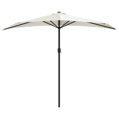 WALPLUS Half Garden Parasol with Aluminium Pole Sand 270 x 144 cm Patio Sun Shade Umbrella