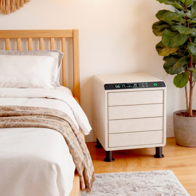 Coffre en cuir de luxe avec empreintes digitales et contrôle des applications, boîte de sécurité biométrique WiFi / Bluetooth avec lumière DEL, affichage de la température / humidité pour la chambre à coucher, le placard et le bureau