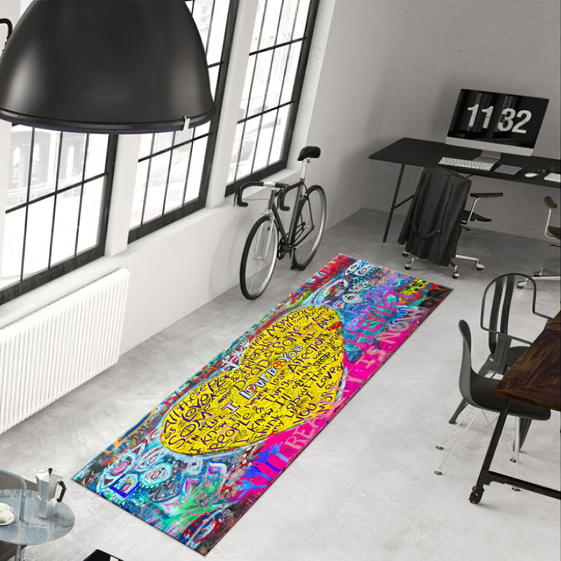 Soft Non-Woven Printed Rug Featuring a Beautiful Floral Design in Vibrant Shades of Blue and Green Perfect for Adding a Splash of Color to Any Room