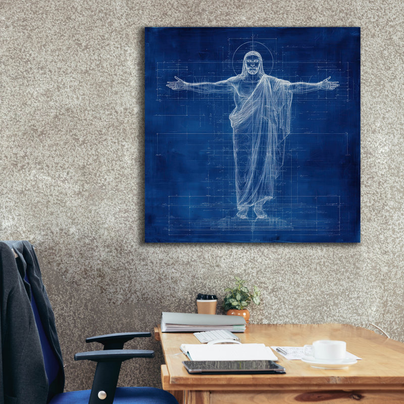  «Jesus Blueprint 2» par Rich Monet, art mural sur toile, 37 po x 37 po, H 37 po x l 37 po