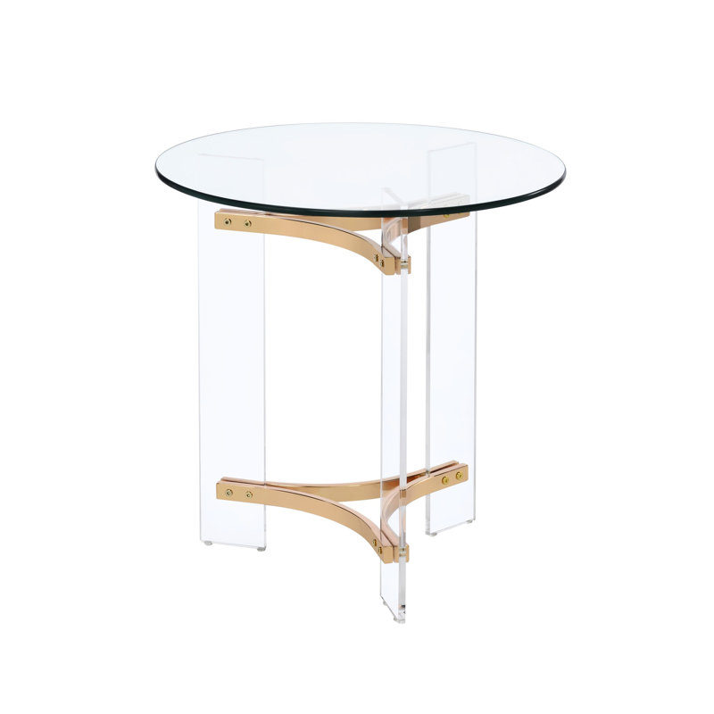 Table d'appoint Intriguing Gold Profondeur et plateau en verre trempé attrayant de 10 mm d'épaisseur