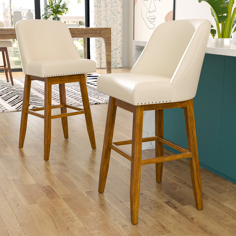 Tabouret de comptoir rembourré Havant, Tabouret de bar (siège d'une hauteur de 30 po), Beige / brun