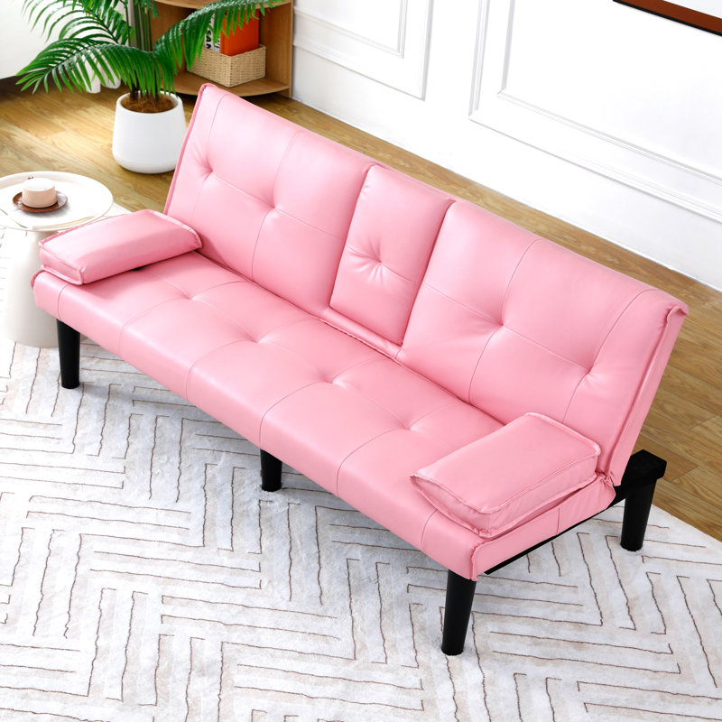 Lit rose de 67 pouces avec porte-gobelet et tissu pour utilisation durable 67, 2, Rose