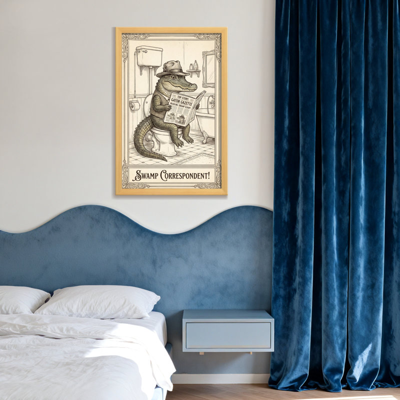 Bath & Laundry, Grain de bois beige, H 24 po x l 16 po, Impression encadrée sans passe-partout