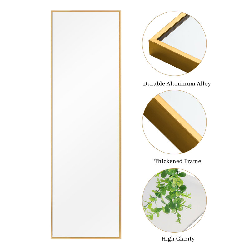 Talma Wood Flat Mirror, Gold, 59.1" x 15.7"