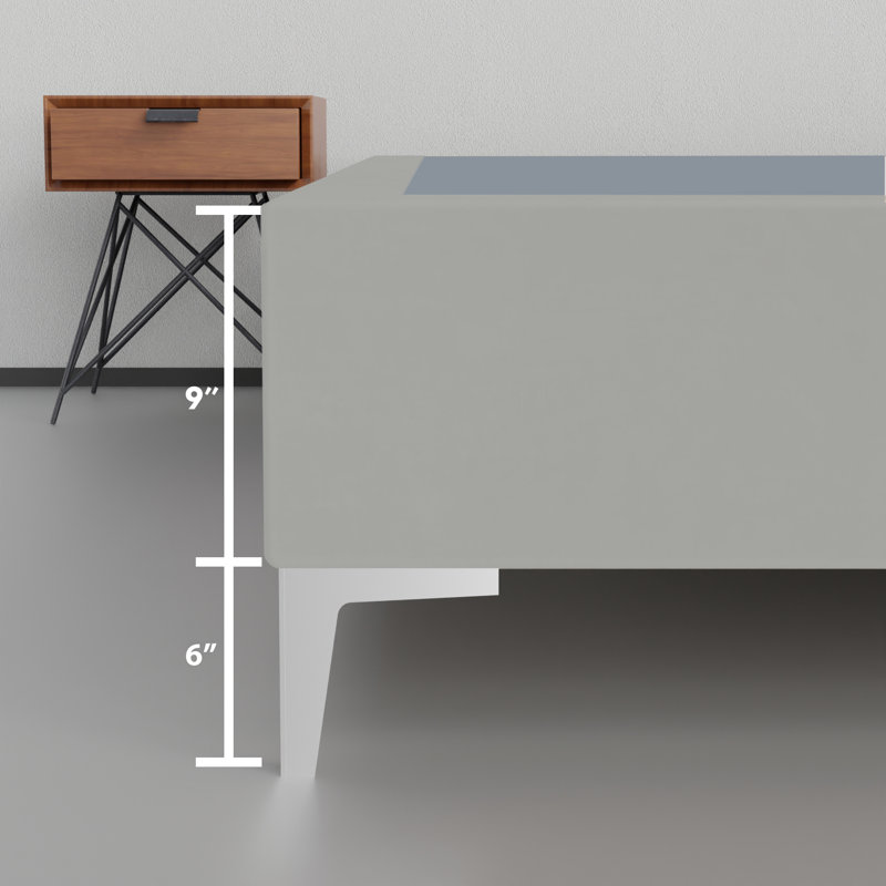 Lit plateforme Jhamel, Double, Gris clair
