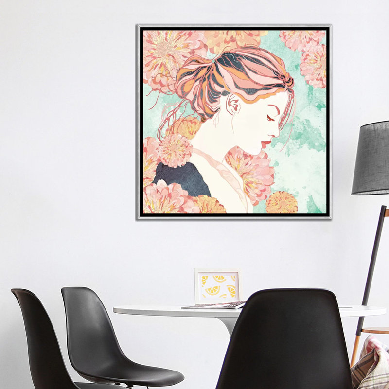 «Daydream» - impression d'art graphique, Toile avec cadre argenté, Aucun mat, H 37 po x l 37 po x P 1,5 po