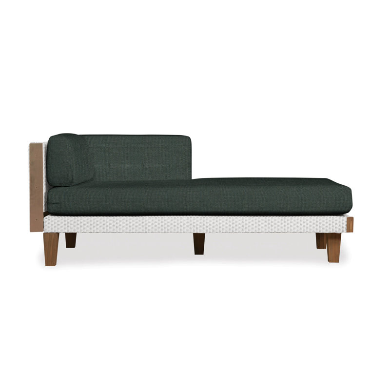 Catalina Outdoor Teak Chaise Lounge, Sandberg Pewter, White