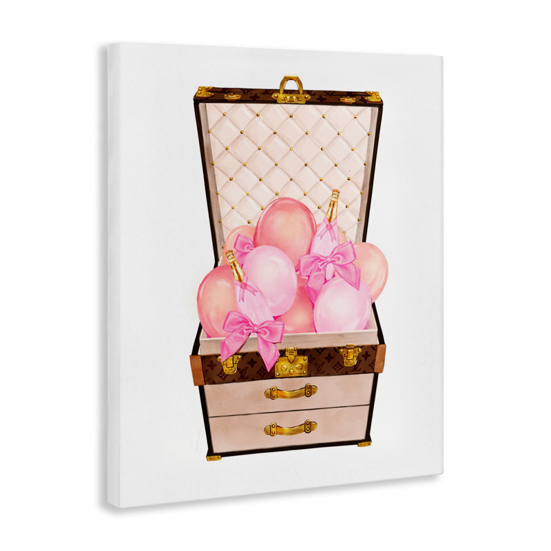 Toile avec ballon et champagne remplis, design par Ziwei Li, H 20 po x l 16 po