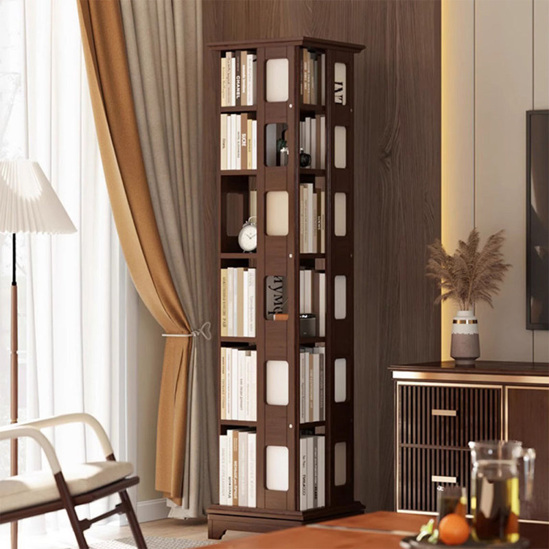 Bibliothèque rotative en bois massif Nut-Brown