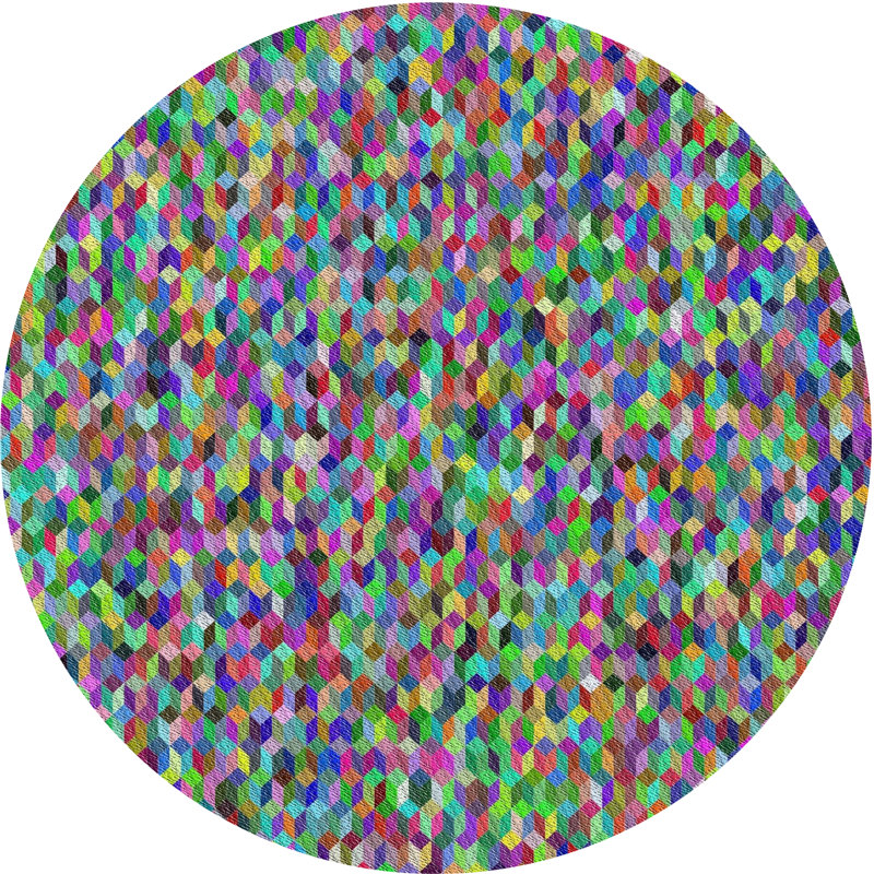 Tapis abstrait rouge / vert / bleu, Rond 7 pi