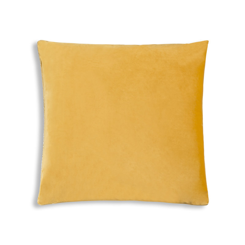 Housse de coussin carré en velours et insert, Jaune