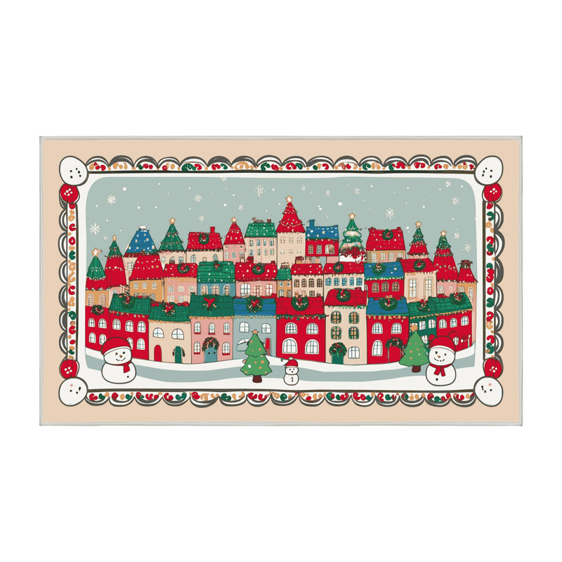 Tapis de Noël hiver lavable Ginza Six, Rectangulaire 2 pi x 3 pi