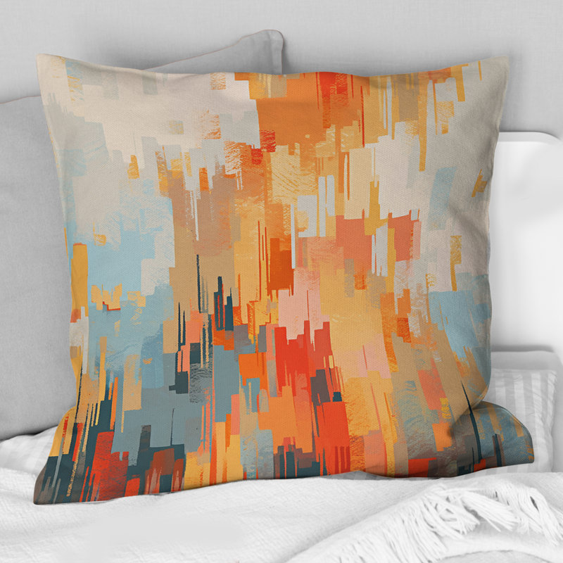 Coussin décoratif orange, beige et brisé - Cubisme
