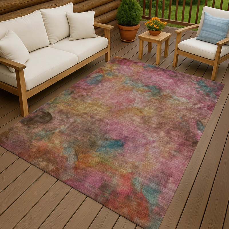 Machine Washable Indoor/Outdoor Emelia ACN2312 Abstract Rug, Rectangle 10' x 14'